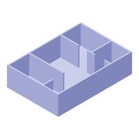 Isometric view of empty apartment rooms showing walls and doors vector