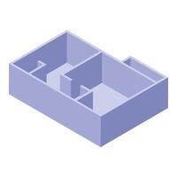 Empty apartment plan showing rooms and walls in isometric view vector