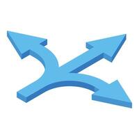 Three arrows pointing in different directions symbolizing choices and decisions vector