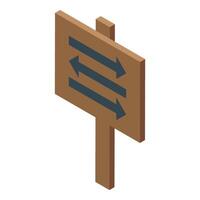 Wooden signpost showing three double arrows pointing in opposite directions vector