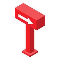Red road sign showing left direction in isometric view vector