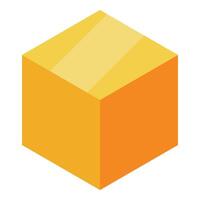 Yellow cube representing storing valuable goods or information vector