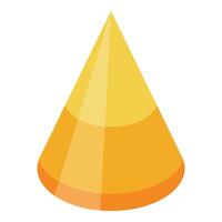 Bright yellow cone representing geometric shapes in isometric view vector