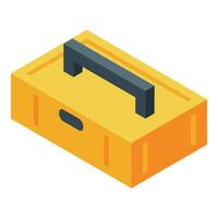 Closed yellow toolbox isometric view for construction and diy projects vector