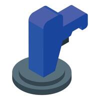 3d printer nozzle extruding filament on a platform, isometric view vector