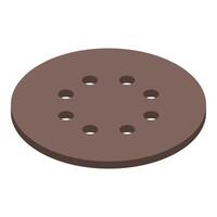 Round sanding disc with eight holes for dust extraction isometric view vector