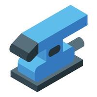 Electric orbital sander smoothing surface with sandpaper isometric view vector