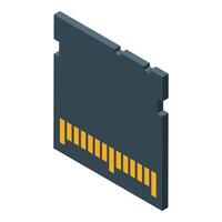 Micro sd memory card showing gold contacts in isometric view vector