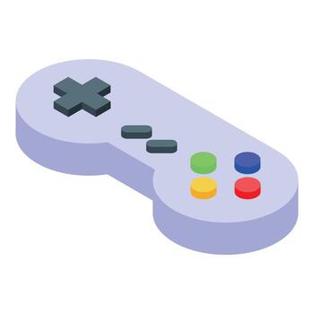 Retro game controller sitting on white background vector