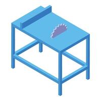 Circular saw cutting wood on table saw machine in workshop vector