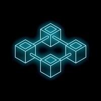 Neon cubes forming blockchain network illustration vector