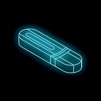 Blue neon usb flash drive data storage concept vector