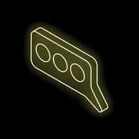 Yellow neon chat bubble with three dots on a black background vector