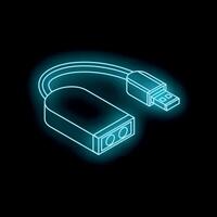 Neon icon of hardware security key glowing on black background vector