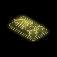 Neon sushi set served on a rectangular plate vector
