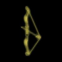 Neon bow and arrow glowing on black background vector