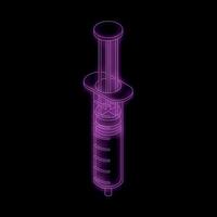 Neon syringe glowing on dark background vector