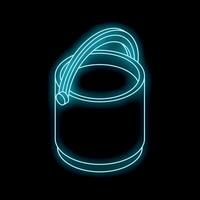 Neon bucket glowing on black background vector