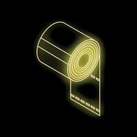 Neon icon of a toilet paper roll glowing on a black background vector