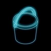Glowing neon bucket shining in the dark vector