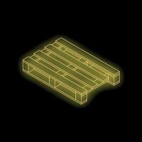 Yellow neon style isometric wooden pallet vector