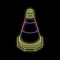 Neon traffic cone glowing on black background vector