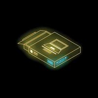 Neon yellow cardboard box containing laptop isometric view vector