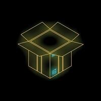 Open cardboard box glowing on dark background vector