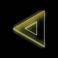 Neon yellow set square glowing on black background vector
