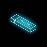Neon eraser glowing on black background vector