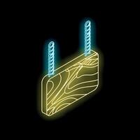 Glowing neon sign hanging on chains is displaying important information vector