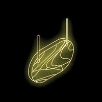 Glowing neon sign showing an empty oval signboard hanging on two wires on black background vector