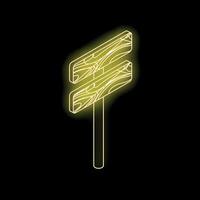Neon signpost pointing different directions on black background vector