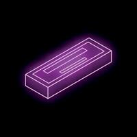Purple neon style rectangular shape glowing on black background vector