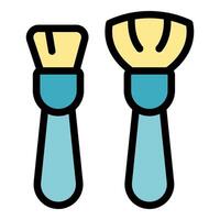 Makeup brushes creating beauty routine icon set vector illustration