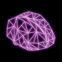 Glowing purple neon triangular polygon computer mouse on black background vector