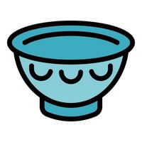 Blue empty bowl standing on white background vector