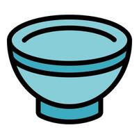 Blue empty bowl with double stripe for soup or noodles vector