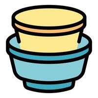 Empty plastic food container stacking on white background vector