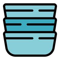 Stack of three empty bowls ready for food icon vector