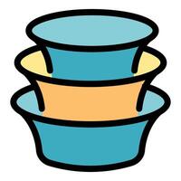 Stack of clean bowls ready for serving food vector