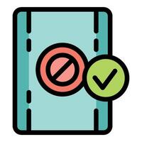 Document being checked with validation and error icons vector