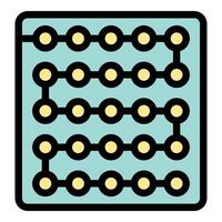 Electrical circuit board showing path of electricity flowing vector