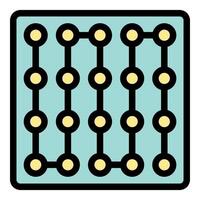 Electronic printed circuit board with components showing connections vector
