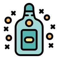 Bottle of liquor surrounded by bubbles celebrating an event with a minimalist style vector
