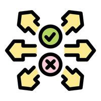 Choosing right or wrong path, making decision, ethical dilemma icon vector