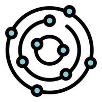 Solar system model with planets orbiting around sun icon vector