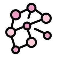 Network graph showing connections with pink nodes and black lines vector