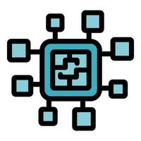 Central processing unit connecting to network elements icon vector