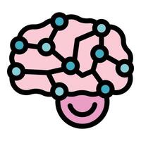 Happy brain working neural network showing mental health vector